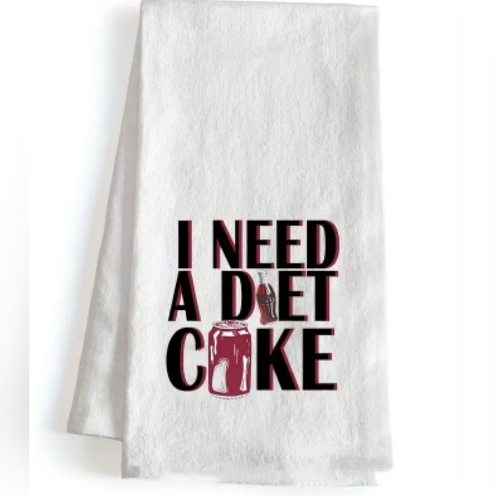 White Kitchen Towel with Black and Red Print